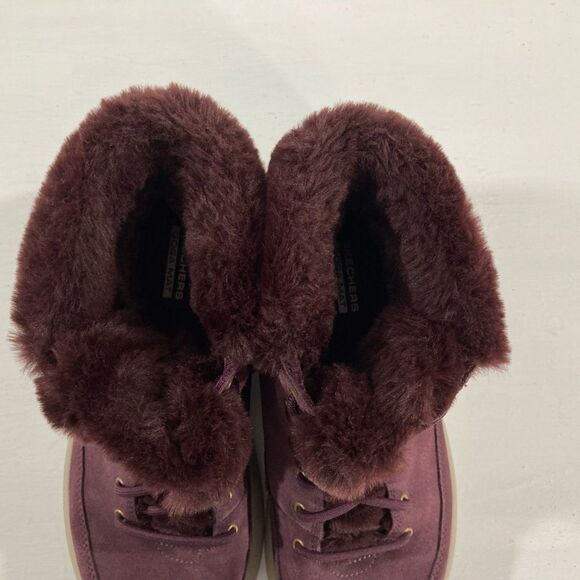 Skechers On The Go Women's 8.5 Burgundy Water Resistant Suede Ankle Boots Winter - Picture 6 of 11